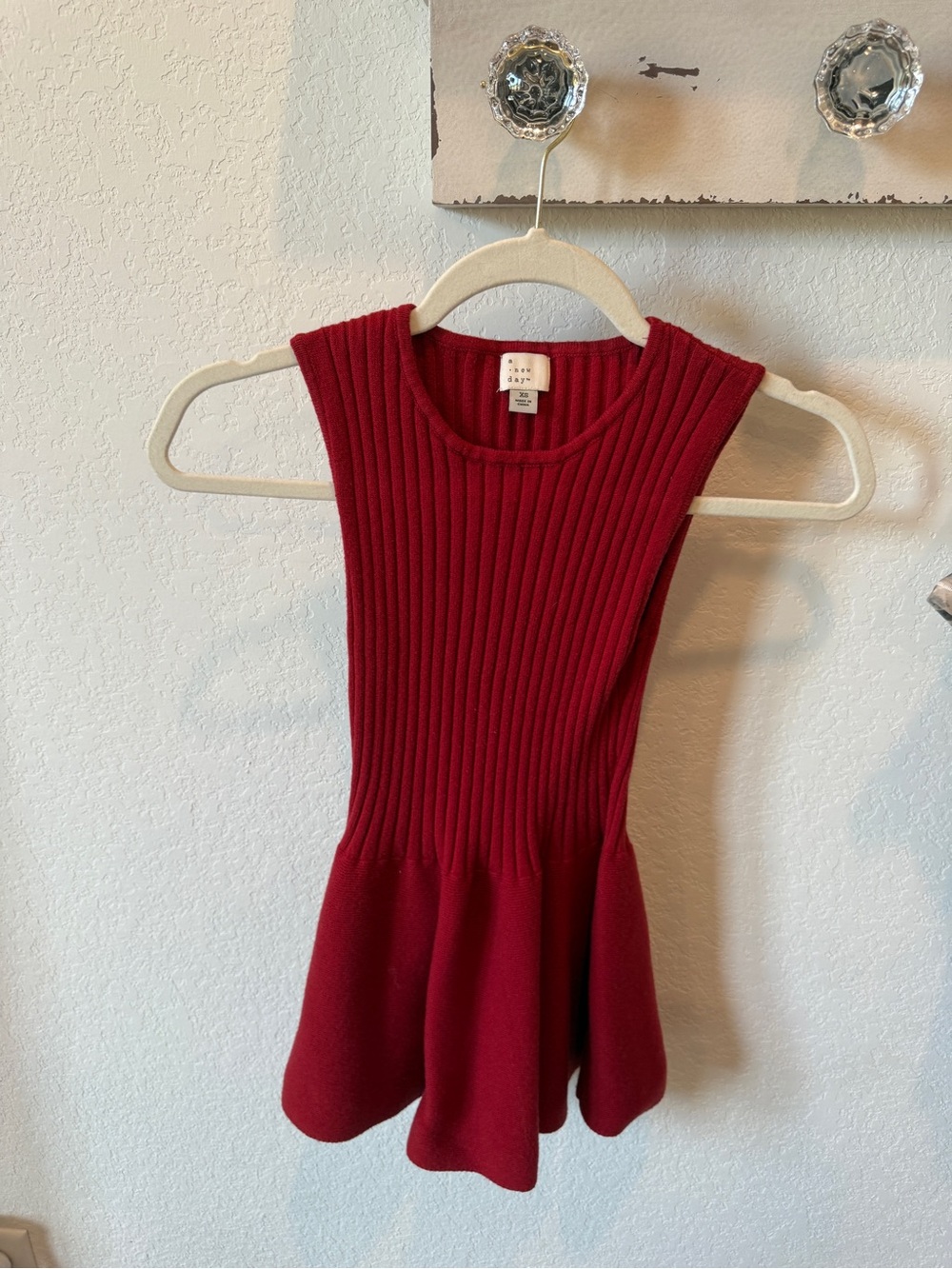 a new day Sleeveless Ribbed Knit Dress in Red